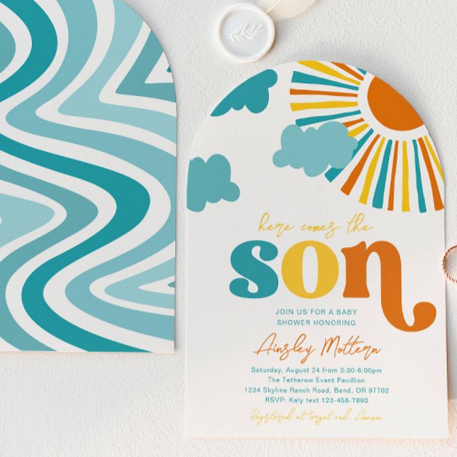Invitación Arch Here Comes The Son Baby Shower Invitation (Subido por el creador)