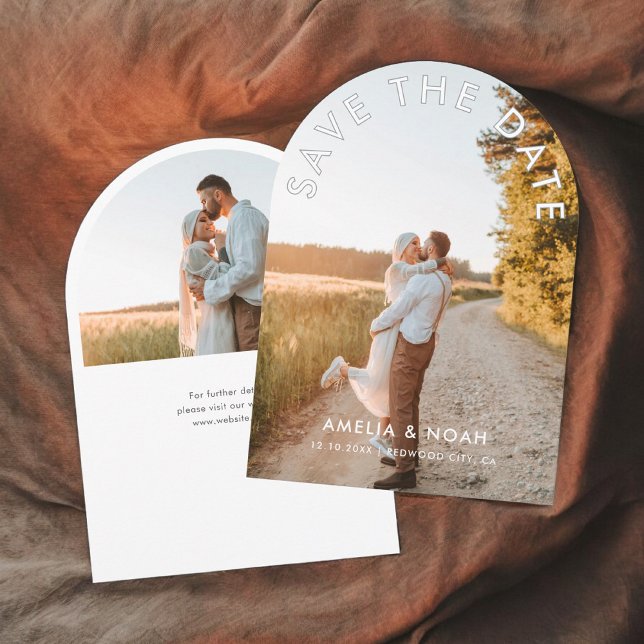 Invitación Arch Modern Photo Wedding Salva la fecha (Subido por el creador)