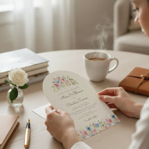 arch Pastel Floral Wreath Wedding Invitation