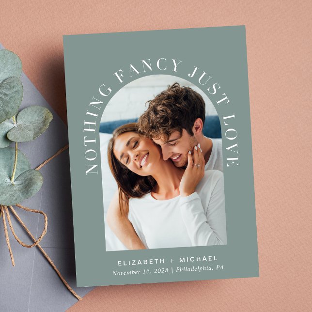 Invitación Arch Photo Nothing Fancy Just Love Sage Boda (Subido por el creador)