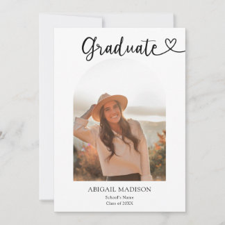 Invitación Arch Photo Script with Heart Graduation Party
