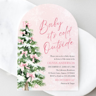 Invitación Arch Pink Bow Baby It's Cold Fuera de Baby Shower