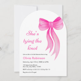 Invitación Arch Pink Bow She's Tying the Knot Bridal Shower 