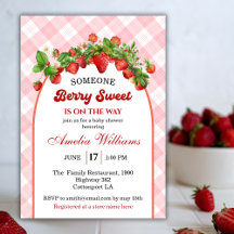 Arch Pink Strawberry Gingham Baby Shower