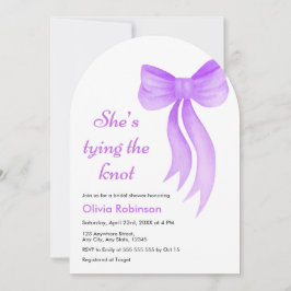 Invitación Arch Purple Bow She's Tying the Knot Bridal Shower