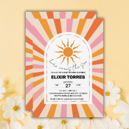 Invitación Arch Retro Aquí Viene El Baby Shower Del Hijo