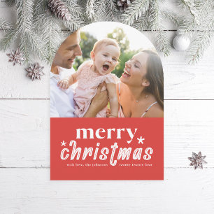 Invitación Arch Retro Merry Christmas Holiday Photo Card