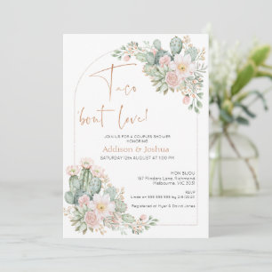 Invitación Arch Rubor Floral Taco 'bout Love Couples Bridal