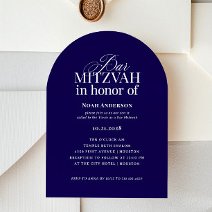 Invitación Arch Shape Classic Luxe Dark Blue Bar Mitzvah