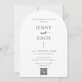 Invitación Arch Simple Modern Photo Qr Code Wedding