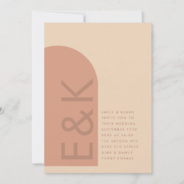 Invitación Arch Terracotta Pampas Boho Desert Coral Boda