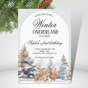 Invitación Arch Winter Onederland Birthday Pine Woodland