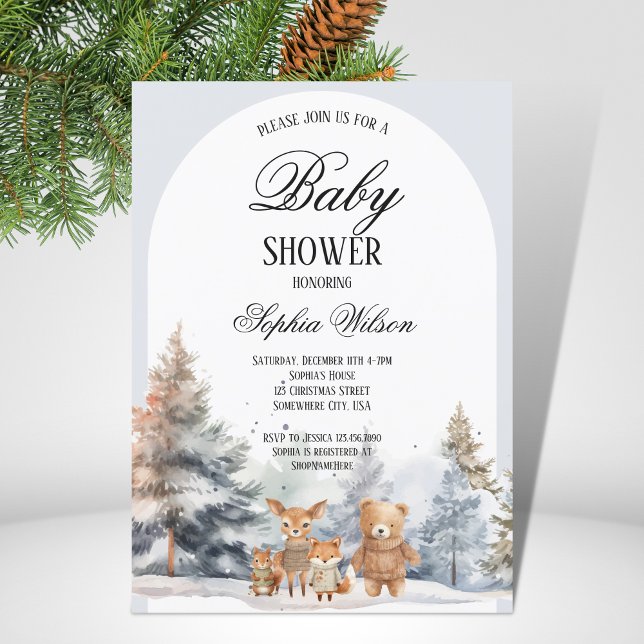 Invitación Arch Winter Woodland Animales Birthday Baby Ducha (Subido por el creador)