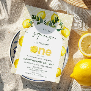 Invitación Arch Yellow Lemon Our Main Squeeze 1er cumpleaños