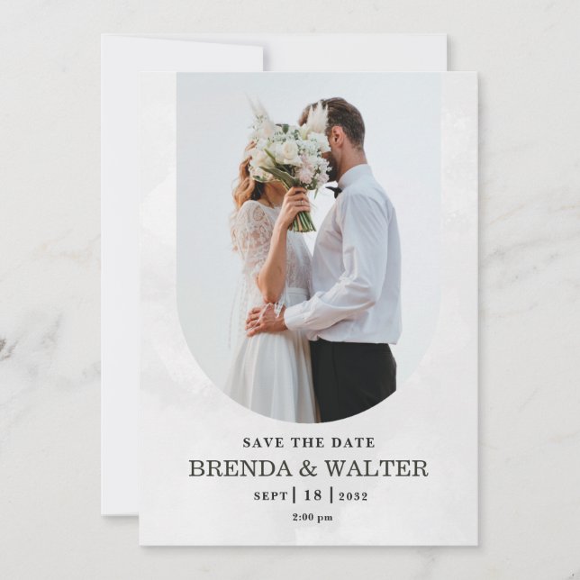 Invitación Arched Boho Modern Minimalist Photo Wedding  (Anverso)