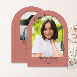 Invitación Arched Grad Announcement Invitation with Photo