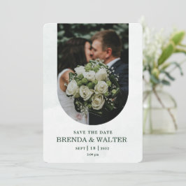 Invitación Arched Greenery White Rose Photo Wedding 