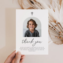 Invitación Arched Photo First Communition Boy Gracias