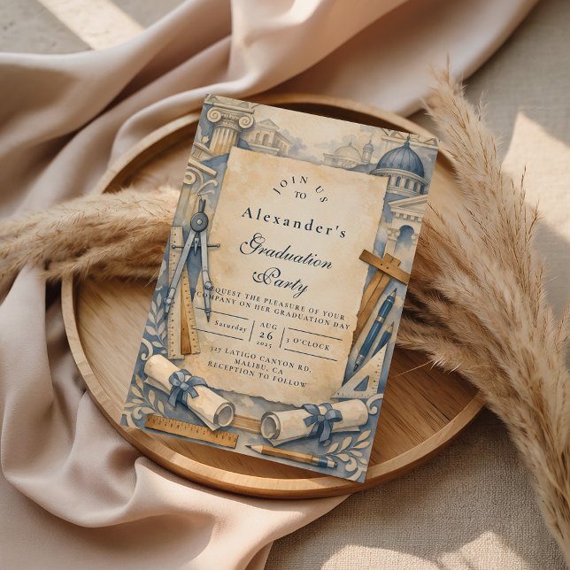 Invitación Architect Graduation Blueprint Design (Subido por el creador)