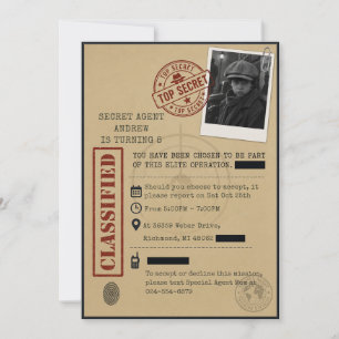 Invitación Archivo de Espía Personal con imagen de Cumpleaños