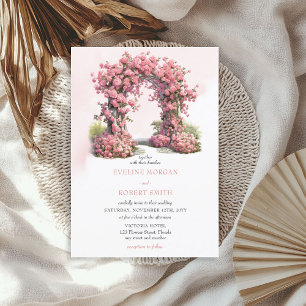 Invitación Arco acuarela rosa pálido rosa arco boda rústico