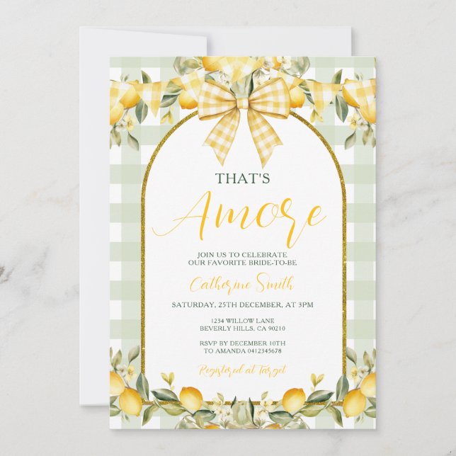 Invitación Arco Amarillo Limón That's Amore Despedida de Solt (Anverso)