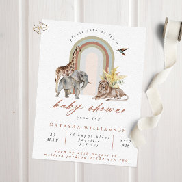 Invitación Arco arco iris boho y Safari Animals Baby Shower