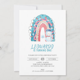 Invitación Arco arco iris invernal, Navidades primer cumpleañ