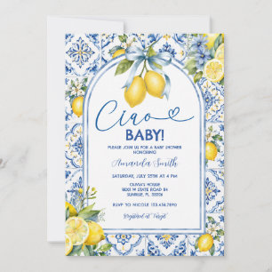 Invitación Arco azul Ciao Bambino Limón Cítrico Baby Shower