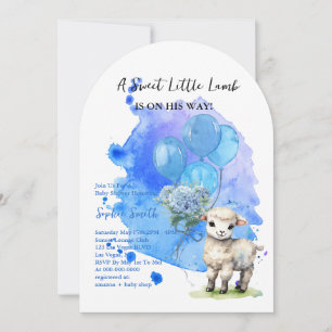 Invitación Arco azul de Baby Shower de cordero dulce