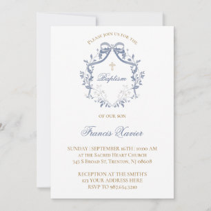 Invitación arco azul elegante   Bautismo