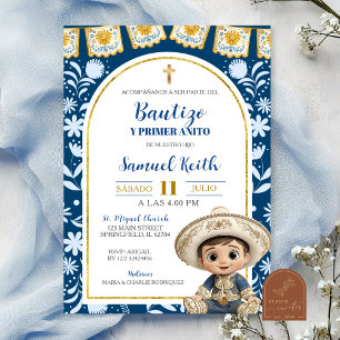 Invitación Arco azul marino Cielito Lindo Bautizo Cumpleaños 
