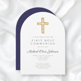 Invitación Arco azul marino religioso para primera comunión d