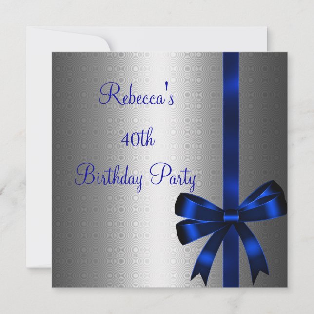 Invitación Arco azul plateado Cumpleaños elegante 40º Fiesta (Anverso)