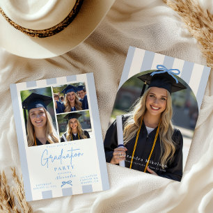 Invitación Arco Azul Preppy 4 Foto Graduación