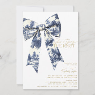 Invitación Arco Azul Toile Ella Está Atando El Nudo Despedida