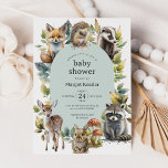 Invitación Arco Baby Shower de animales del bosque de Woodlan<br><div class="desc">Esta encantadora invitación a la ducha cuenta con un moderno arco de boho rodeado de adorables animales de bosque de los bosques. Perfecto para un bebé o una ducha de bebé.</div>