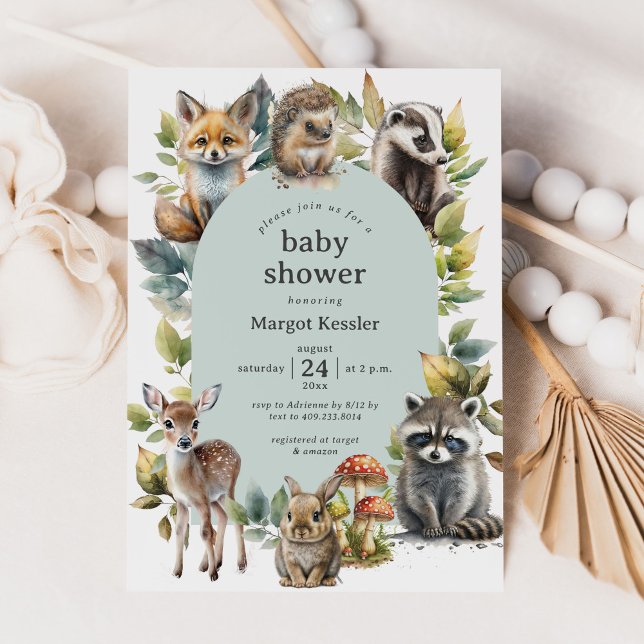 Invitación Arco Baby Shower de animales del bosque de Woodlan (Subido por el creador)