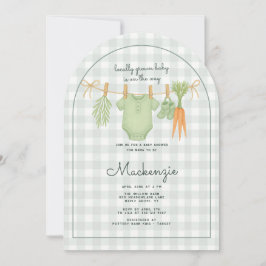 Invitación Arco Baby Shower de Clothesline de cultivo local