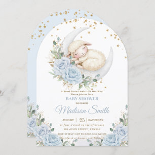 Invitación Arco Baby Shower de Sweet Lamb Moon Blue Floral Bo