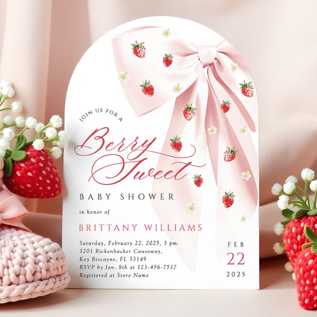 Invitación Arco Baby Shower dulce de Bow rosado (Subido por el creador)