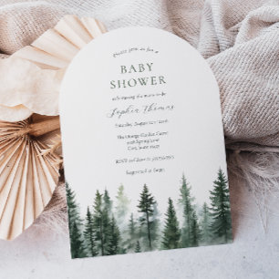 Invitación Arco Baby Shower Mountain Pine Trees