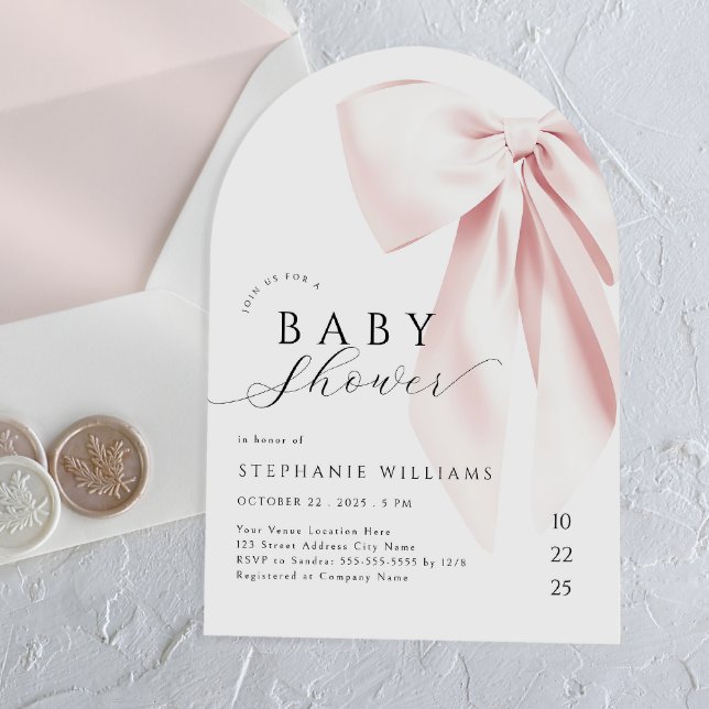 Invitación Arco Baby Shower Rubor Pink Bow (Subido por el creador)