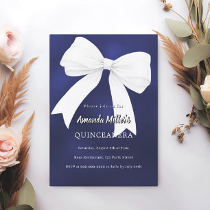 Invitación Arco blanco azul marino Quinceanera