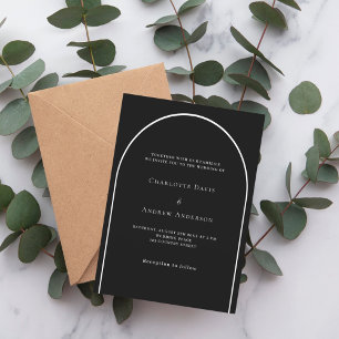 Invitación Arco blanco negro boda de lujo moderno