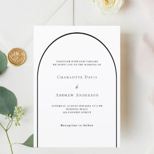 Invitación Arco blanco negro boda de lujo moderno