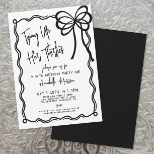 Invitación Arco Blanco Negro Dibujado a Mano Cumpleaños 40