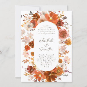 Invitación Arco Boda Botánico Floral de cobre gris blanco
