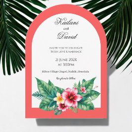 Invitación arco boda con retrato de pareja