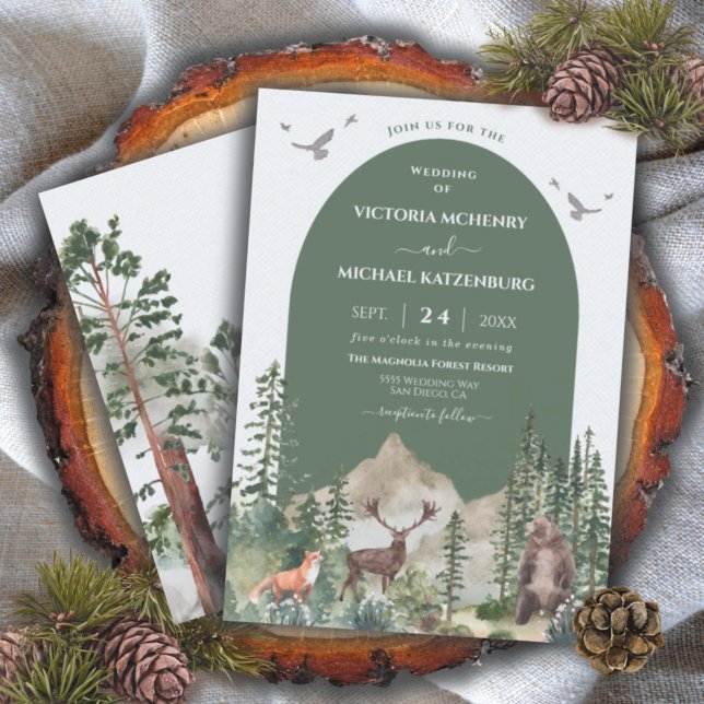 Invitación Arco Boda de animales de bosque de bosques de mont (Subido por el creador)